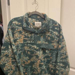 Goodfellow Green and Orange Fleece Pullover